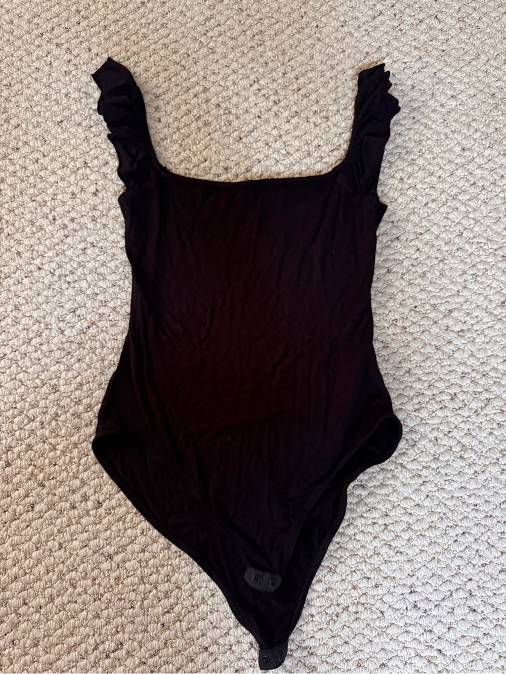 Nasty Gal Black Ruffle Strap One-Piece Bodysuit